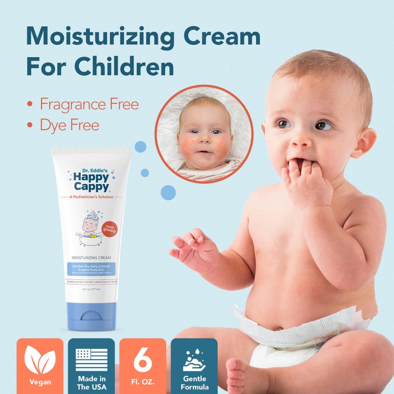 Happy Cappy Moisturizing Cream - Baby Cream for Eczema-Prone Skin, Lotion for Infants, Kids, Pediatrician-Formulated, Gentle, Paraben Free, Hypoallergenic, Sulfate Free, Soothes Dry Skin - 6 fl oz - Image 4
